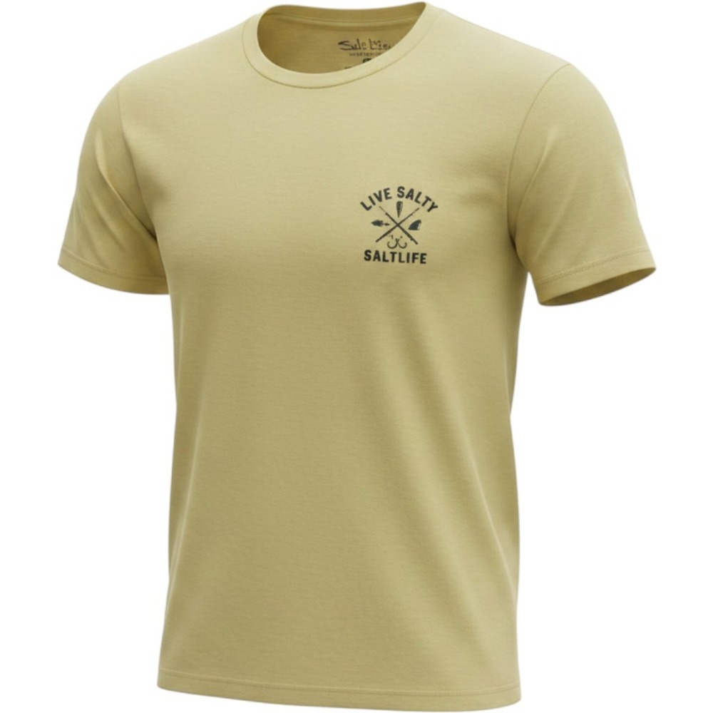 Salt Life Mens Medium Short Sleeve Pocket Tee Yellow Live Salty Graphic T-Shirt
